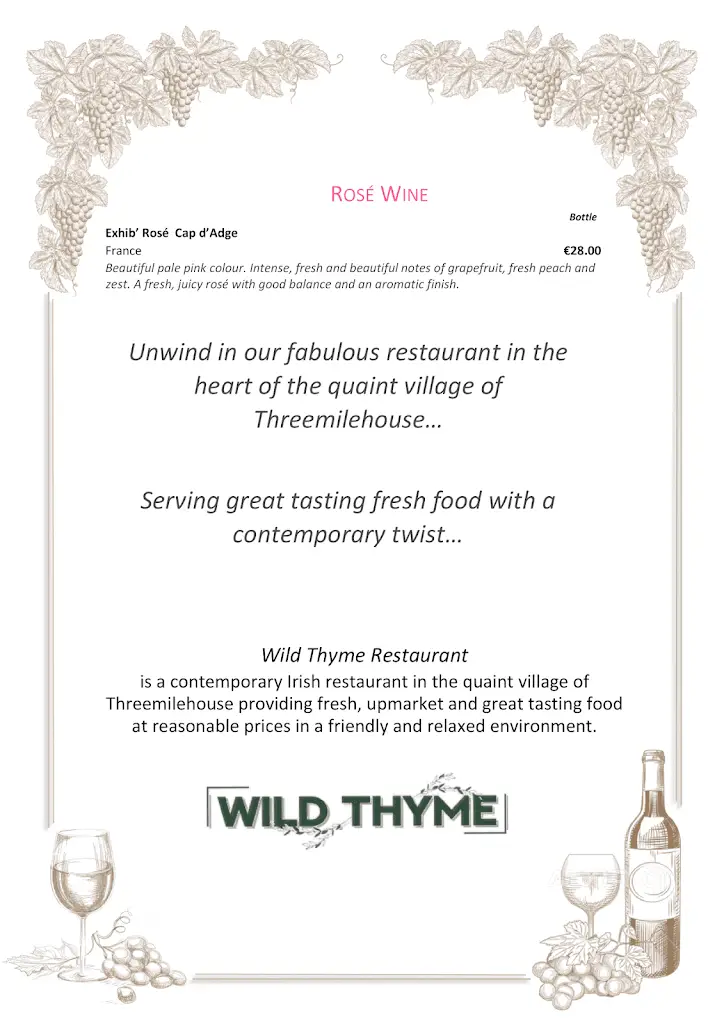 Menu_Wild Thyme Restaurant_County Monaghan_image_3