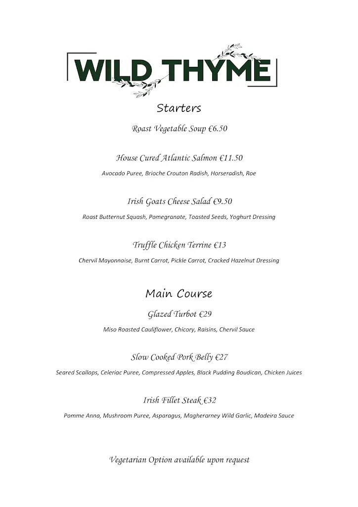 Menu_Wild Thyme Restaurant_County Monaghan_image_4
