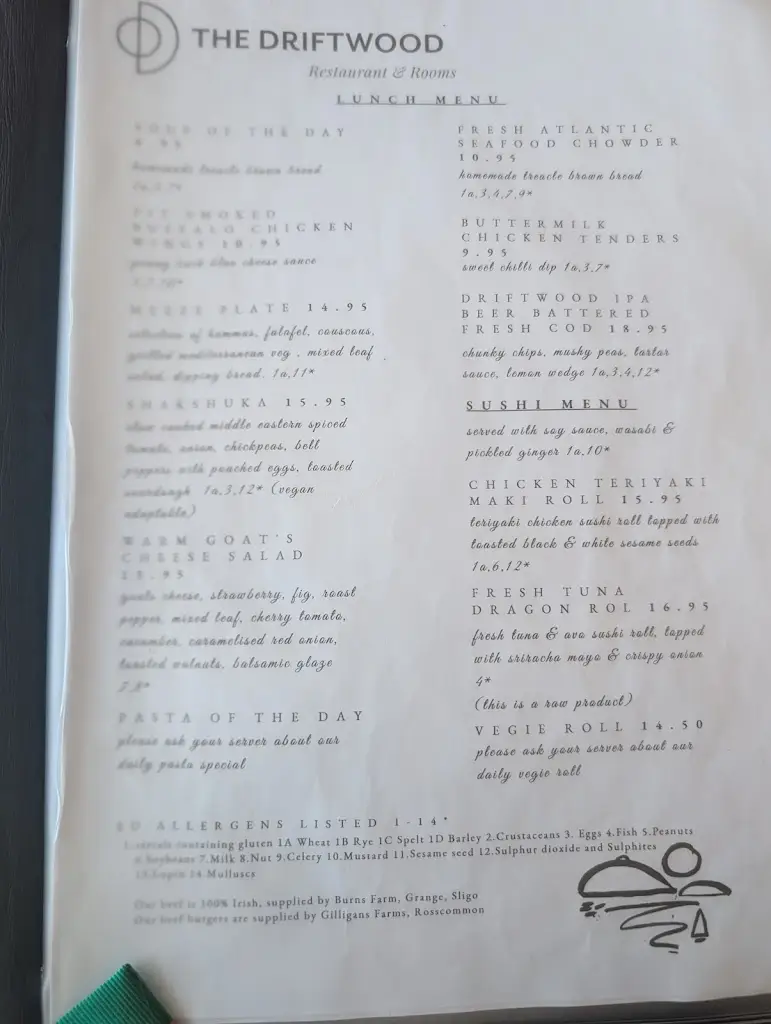 Menu_The Driftwood_Sligo_immagine_2