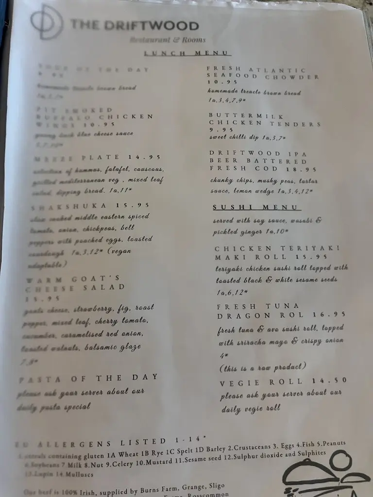 Menu_The Driftwood_Sligo_immagine_3
