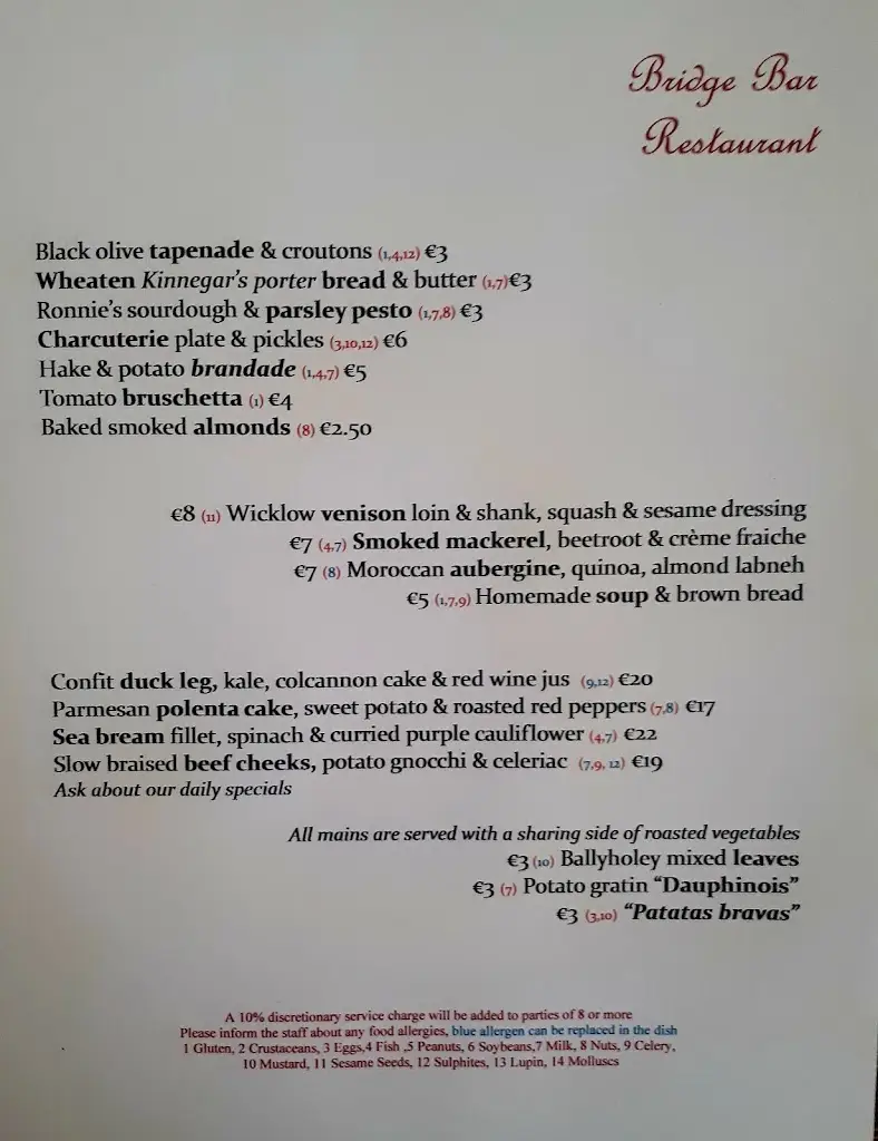 Menu_Bridge Bar Restaurant_Ramelton_imagen_1