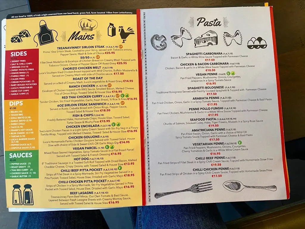 Menu_Luca's Restaurant Letterkenny_Letterkenny_image_1