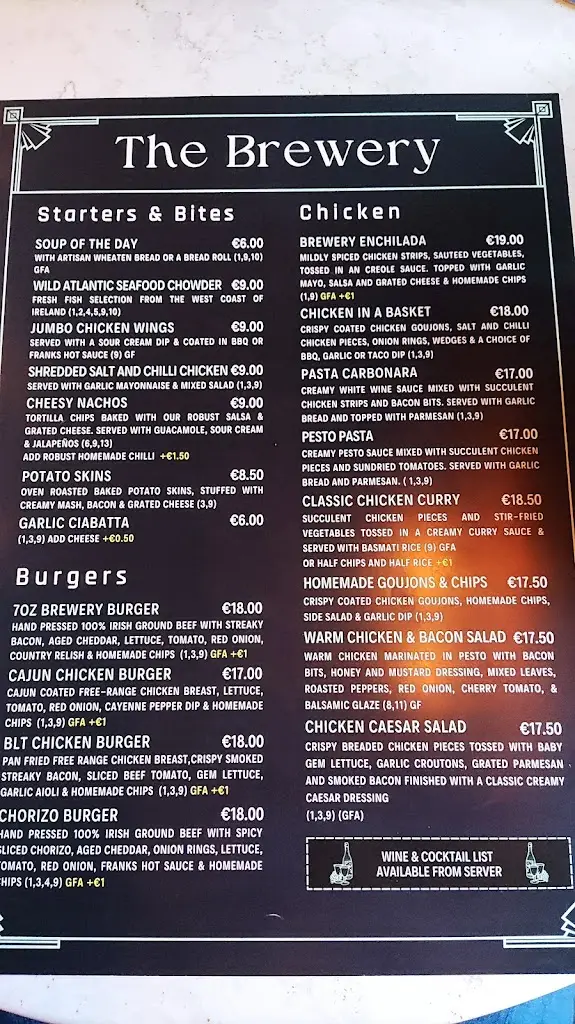 Menu_Brewery Bar and Restaurant_Letterkenny_image_3