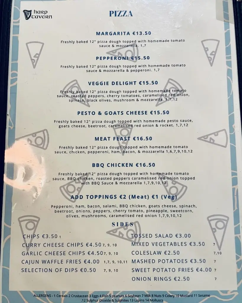 Menu_The Harp Tavern_Sligo_imagen_3