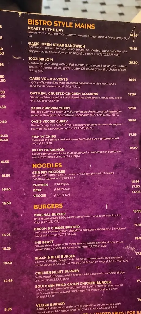 Menu_Oasis Bar_Letterkenny_immagine_1