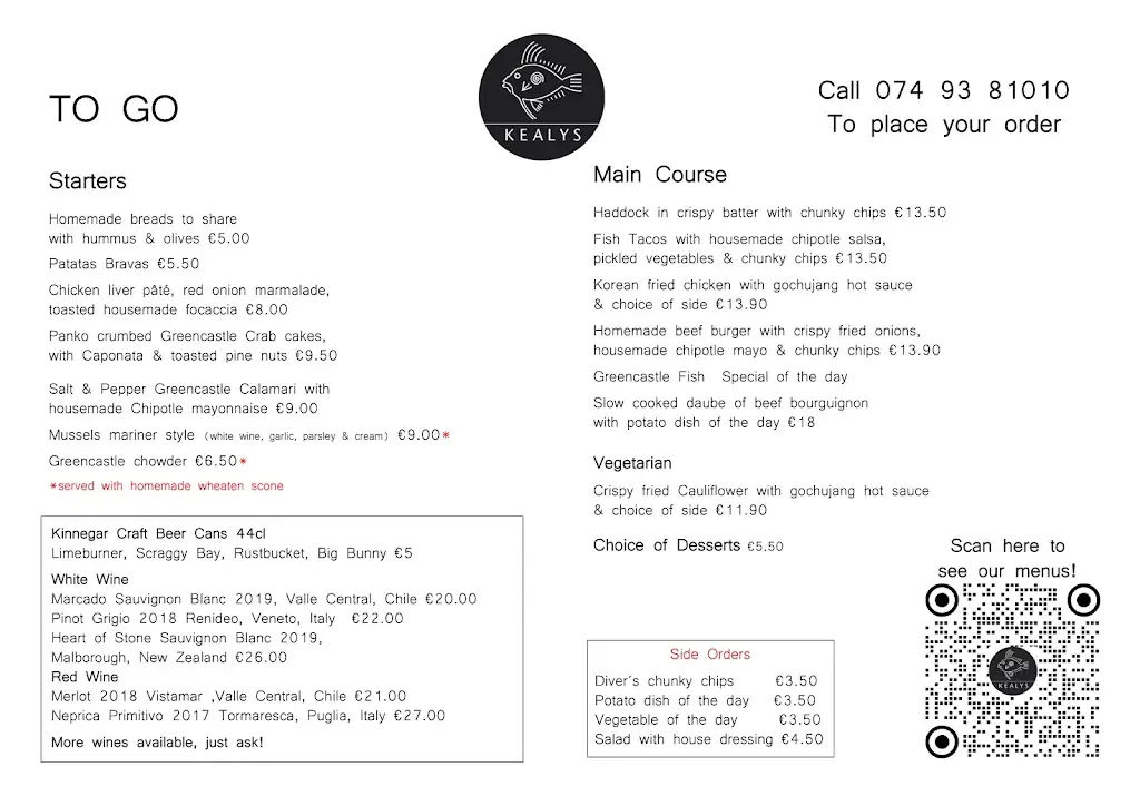 Menu_Kealy's Seafood Bar_Moville_image_1