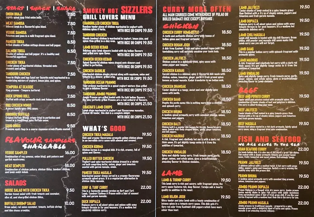 Menü_Spicy Affair Indian Restaurant Enniscrone_Inishcrone_Bild_1