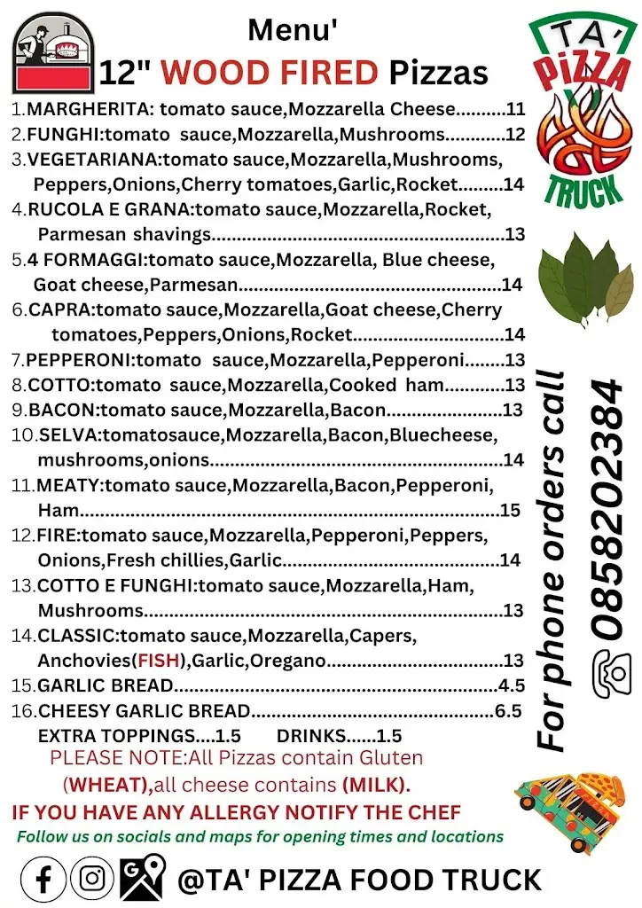 Menu_Tà Pizza Food Truck_Inishcrone_immagine_1