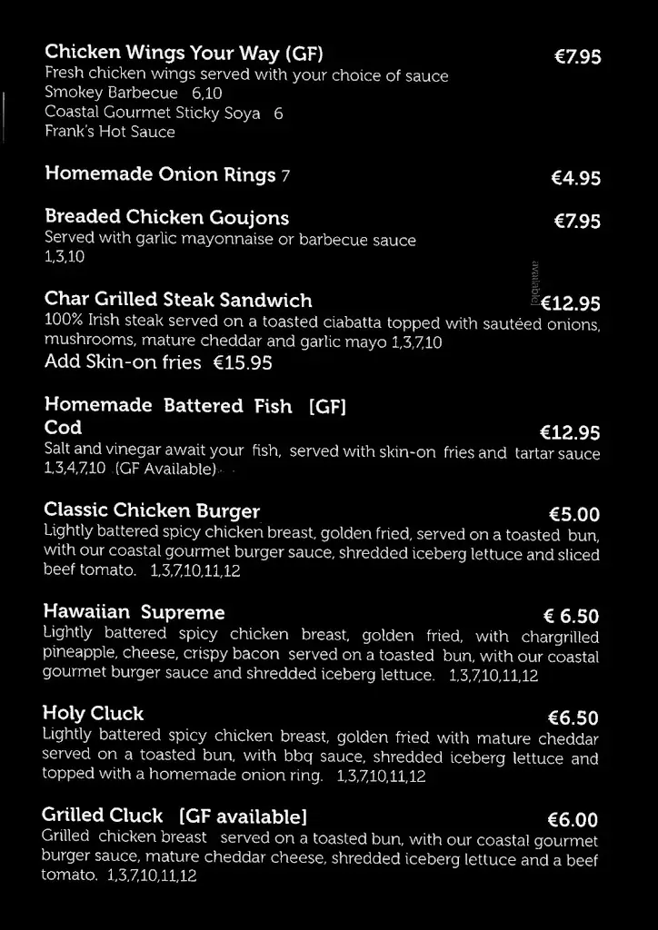 Menu_Coastal Gourmet Enniscrone_Inishcrone_image_1