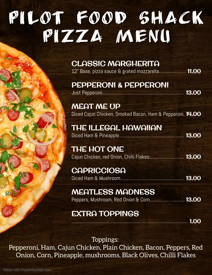 Menü_Pilot Food Shack_Inishcrone_Bild_1