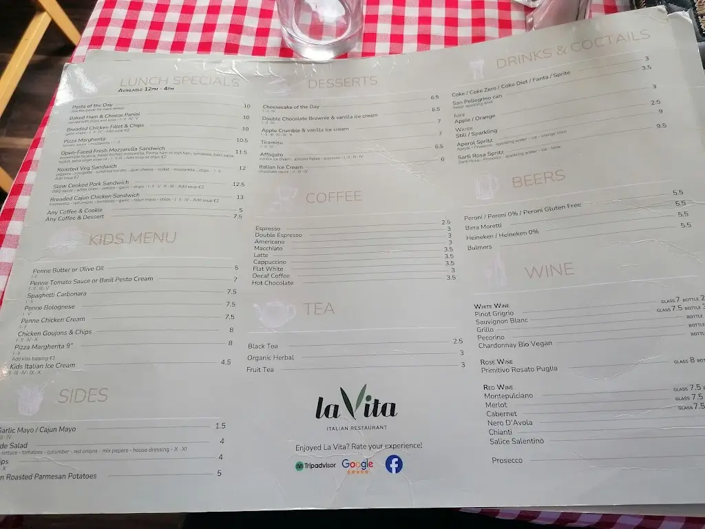 Menu_La Vita Italian Restaurant_Oranmore_image_3