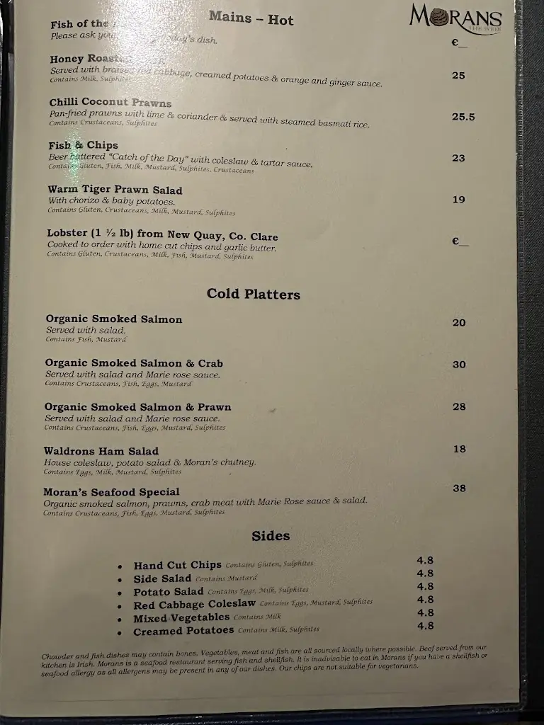 Menu_Moran's Oyster Cottage_Oranmore_image_1