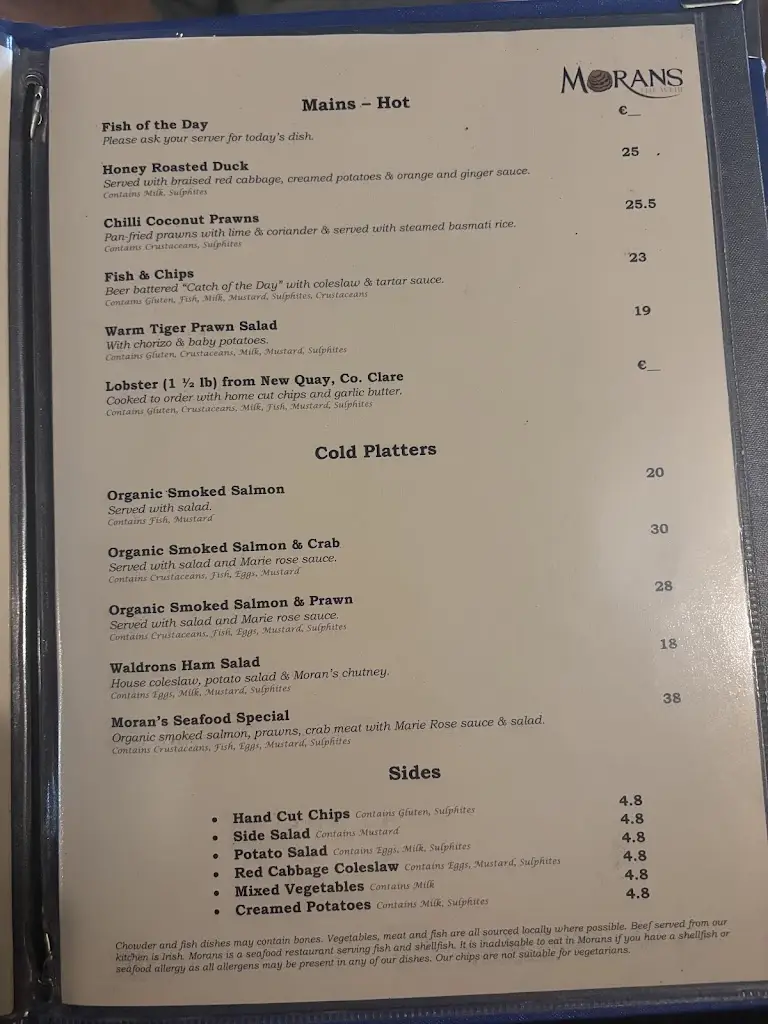 Menu_Moran's Oyster Cottage_Oranmore_image_3