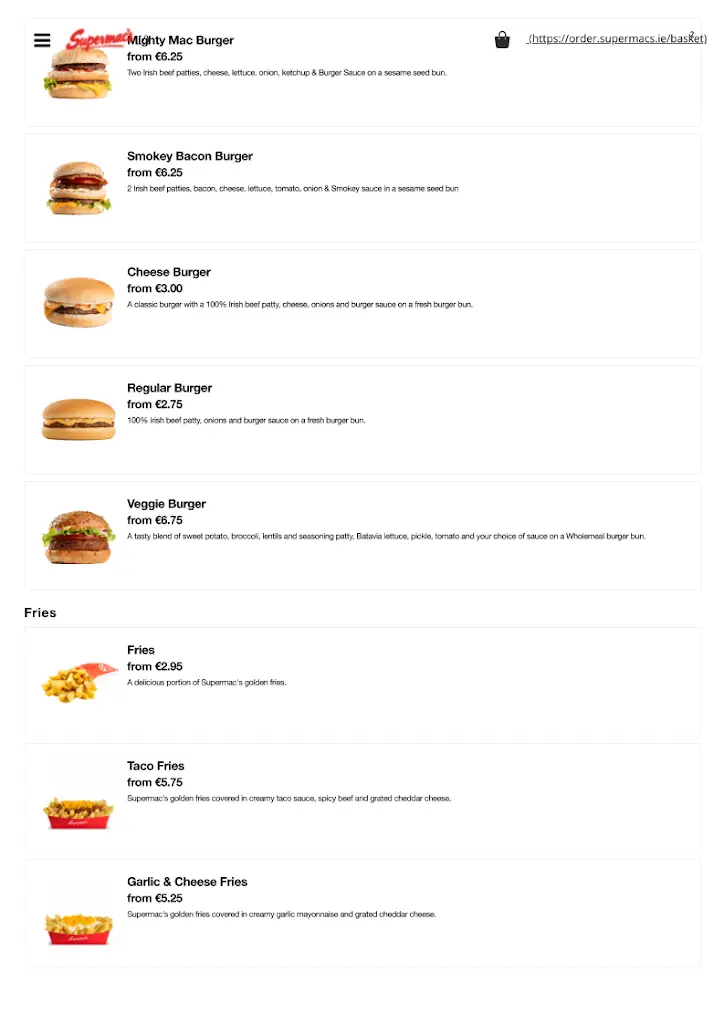 Menu_Supermac's & Papa John's Charlestown Service Station_Swinford_image_2