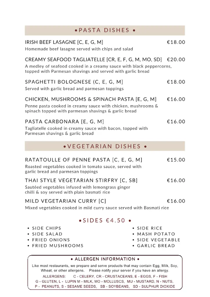 Menu_The West Wing Restaurant_Tuam_image_2