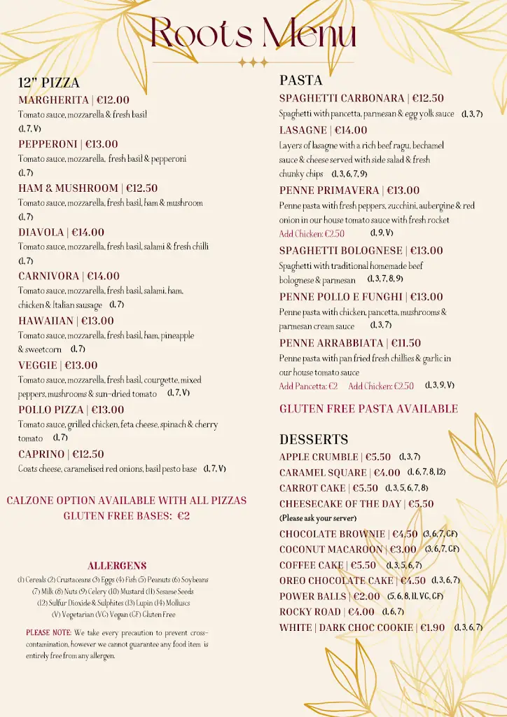 Menu_Roots Café & Bistro_Tuam_image_1