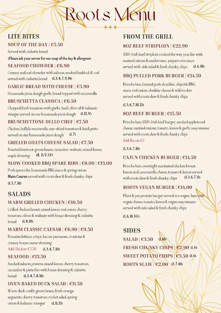 Menu_Roots Café & Bistro_Tuam_image_2