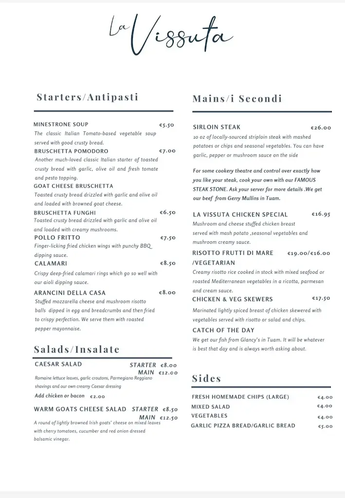 Menü_La Vissuta (The Snug)_Tuam_Bild_2