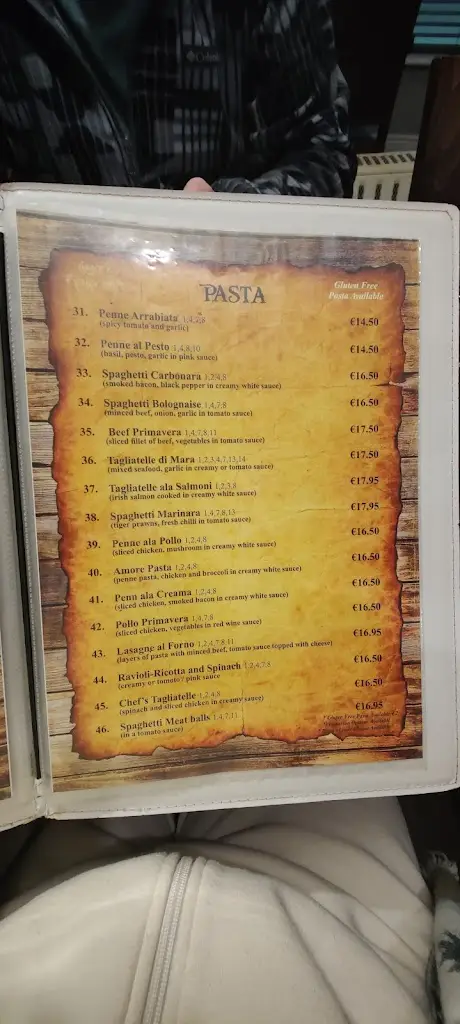 Menu_Amore Restaurant_Loughrea_image_2