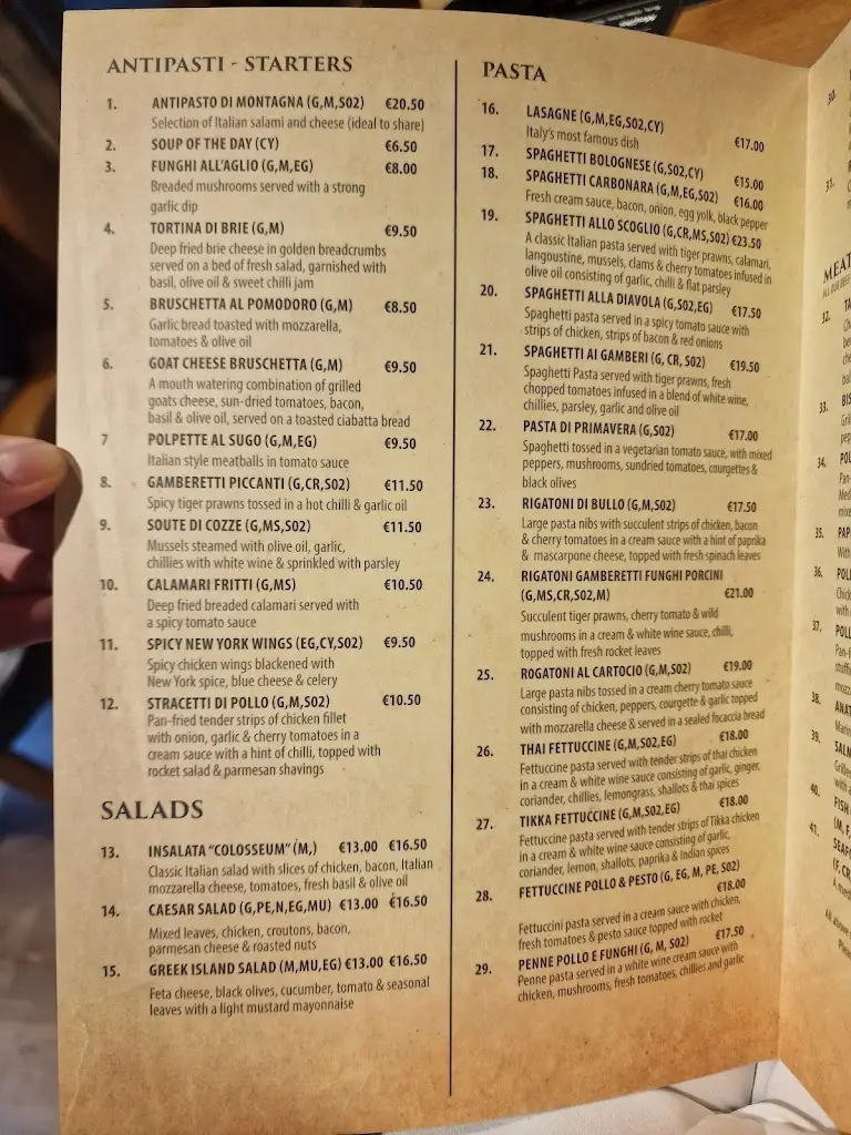Menu_Il Colosseo_Athlone_image_4