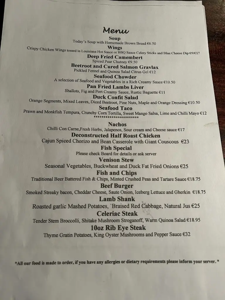 Menu_The White House_Baldoyle_image_3