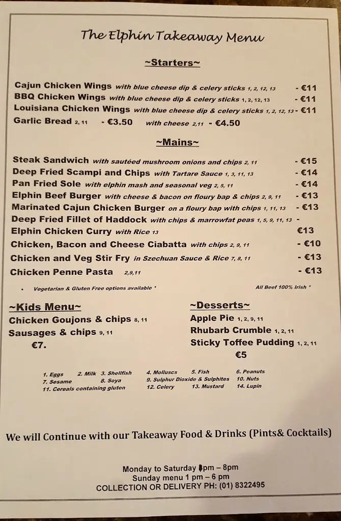 Menu_The Elphin Bar_Baldoyle_image_2