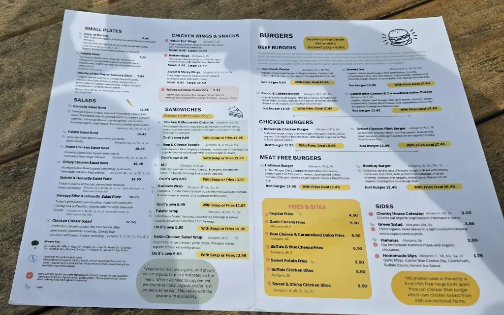Menu_Honestly Farm Kitchen Carrick on Shannon_County Leitrim_image_1