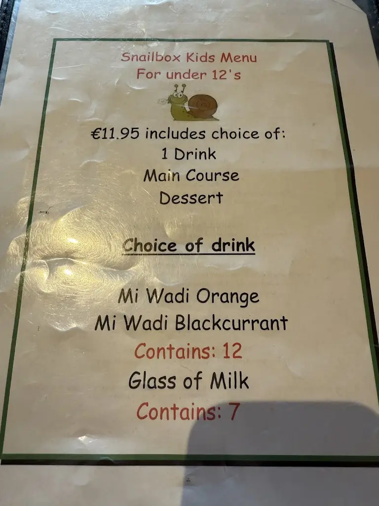 Menu_The Snailbox Restaurant, Bar & Accommodation_An Mhí_immagine_2