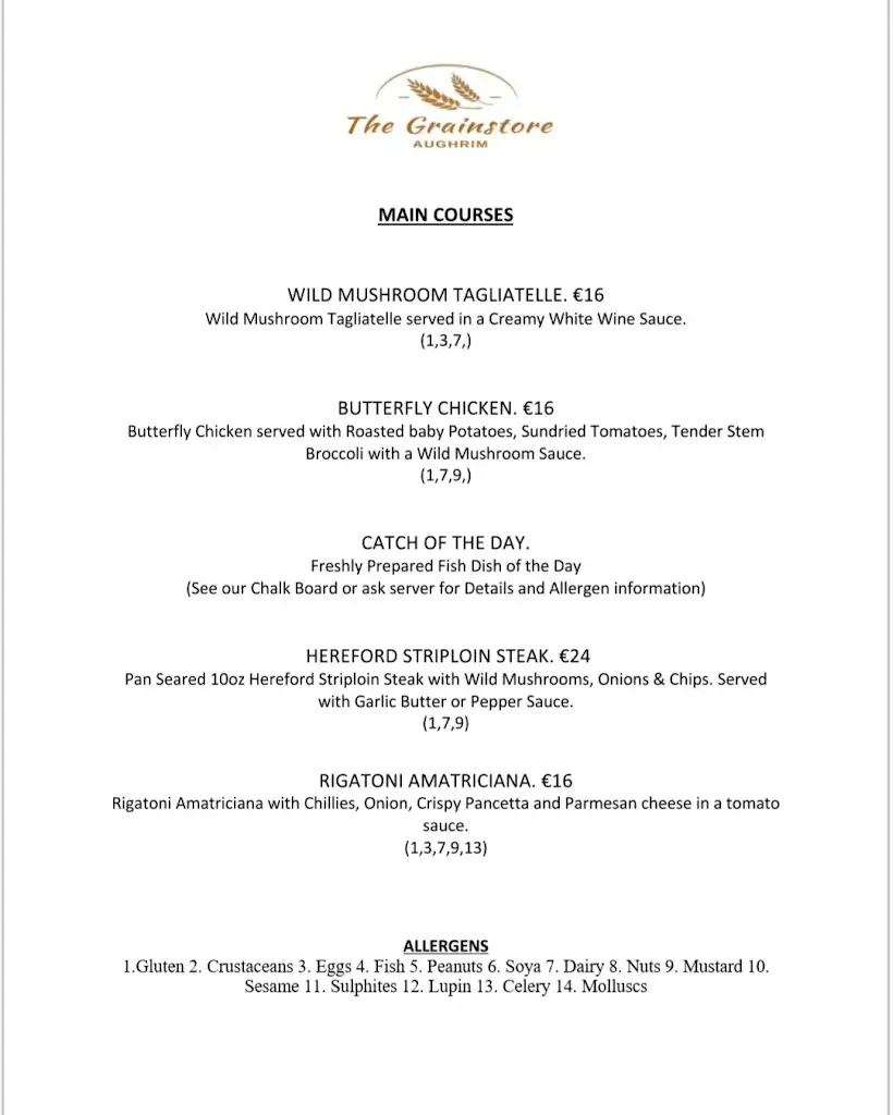 Menu_The Grainstore Restaurant_Aughrim_image_1