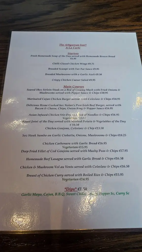 Menu_The Athgarvan Inn_Athgarvan_image_1