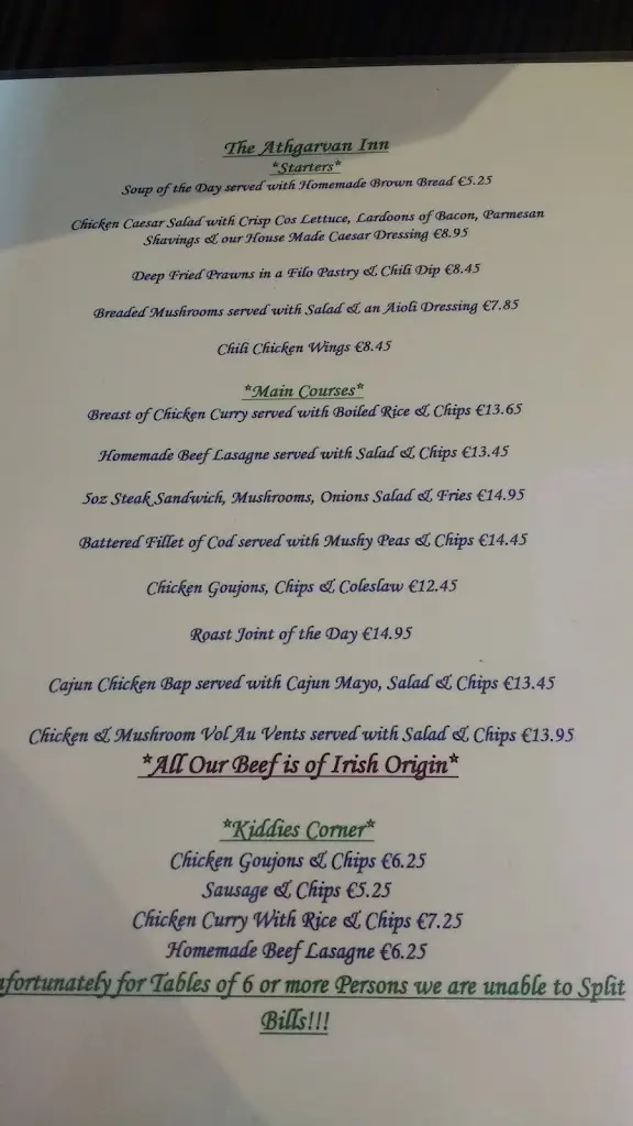 Menu_The Athgarvan Inn_Athgarvan_image_4