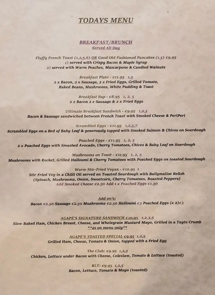 Menu_Agapé Café/Restaurant_Athgarvan_image_4