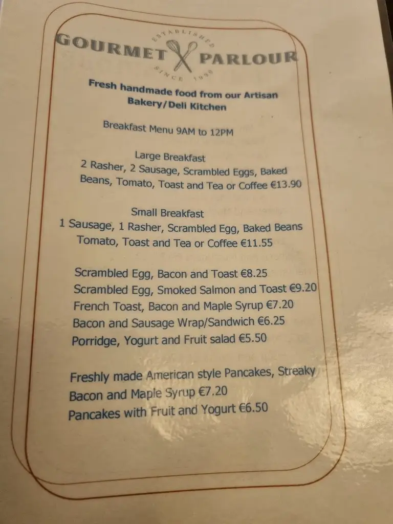 Menu_Gourmet Parlour_Collooney_image_1