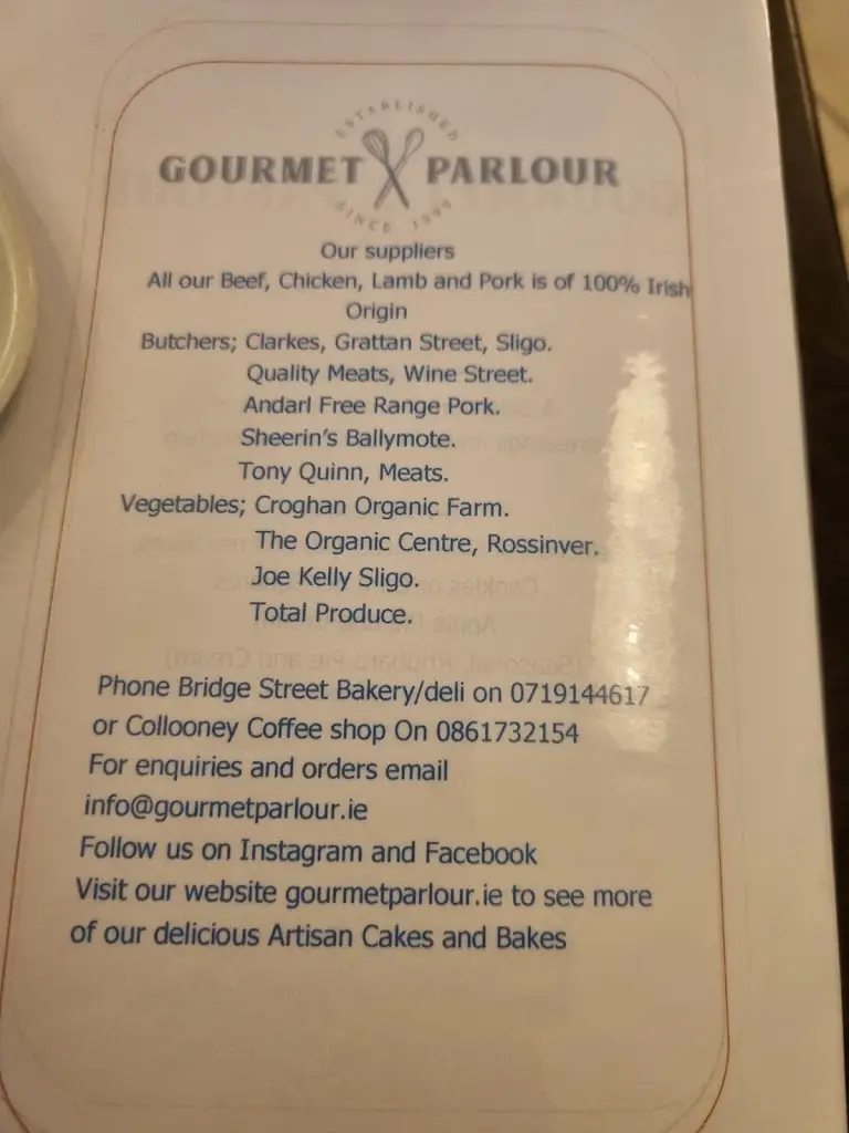 Menu_Gourmet Parlour_Collooney_image_2