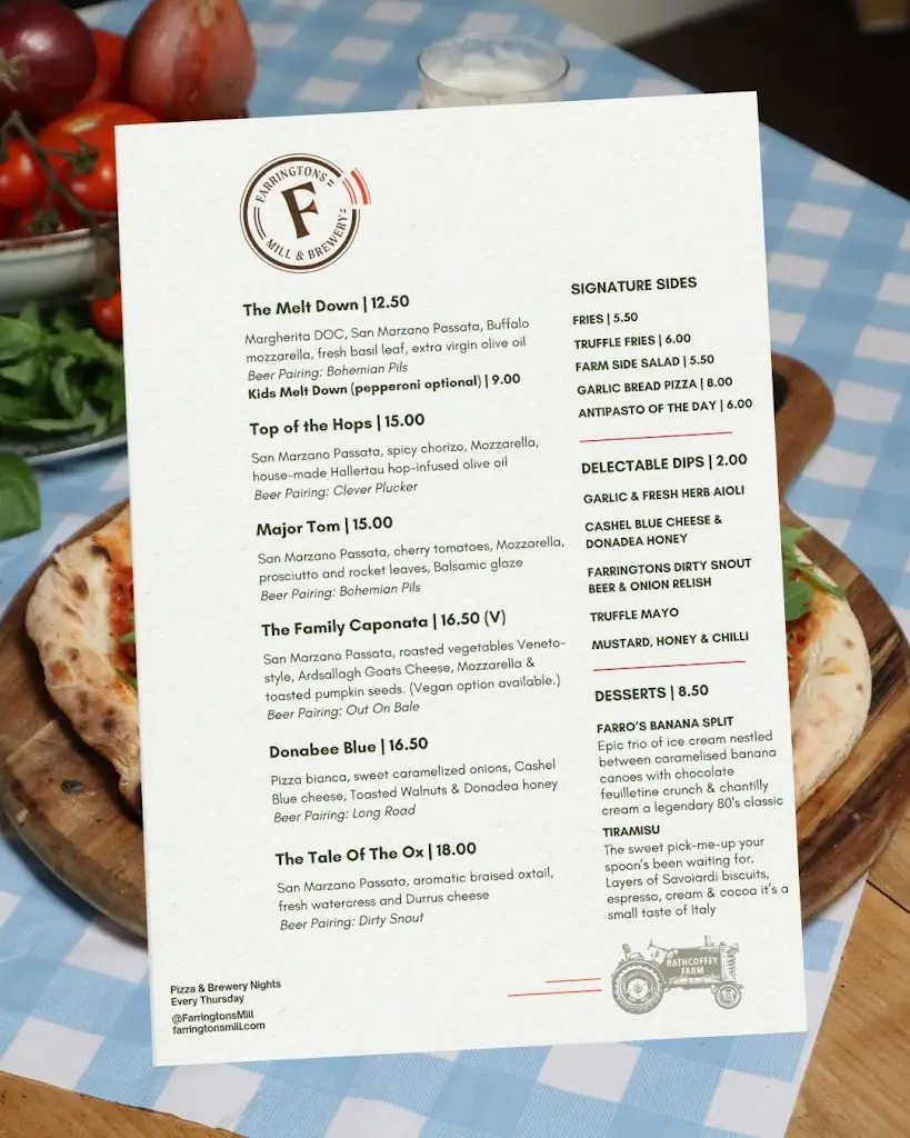 Menü_Farrington's Mill Restaurant, Café, Bar & Brewery_Athgarvan_Bild_1