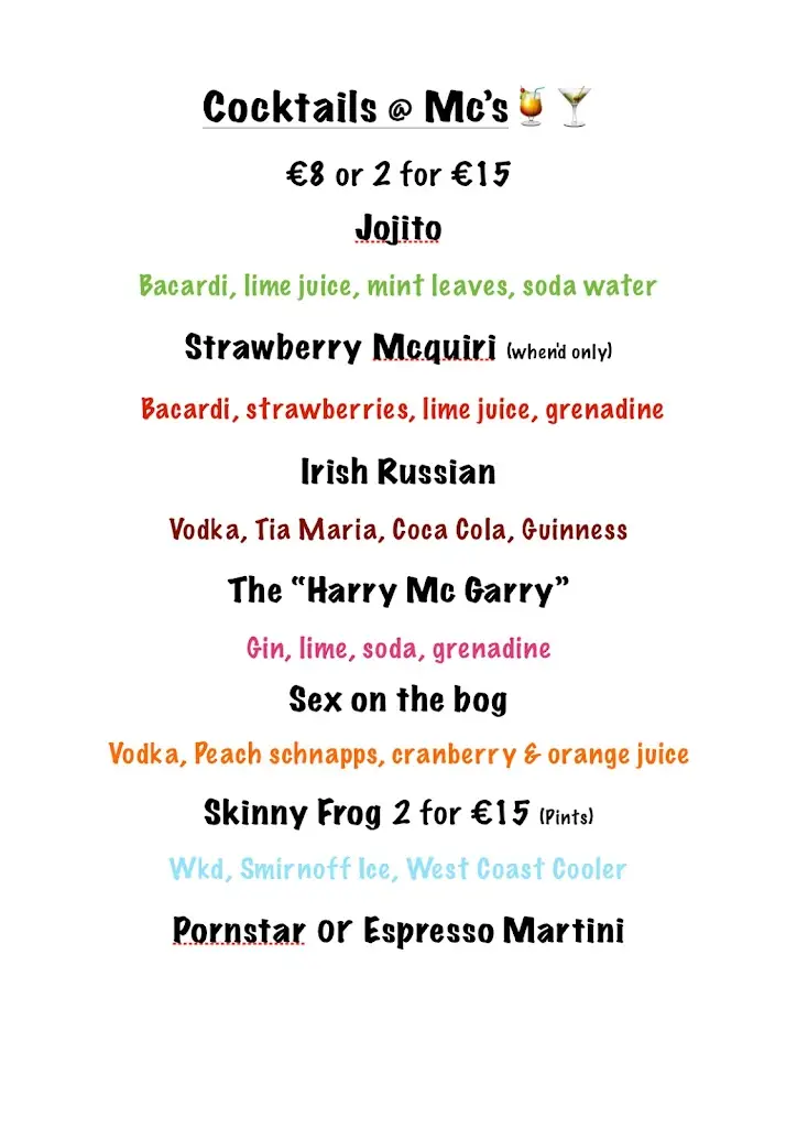 Menu_Mc Laughlin’s Pub_Ballivor_image_1