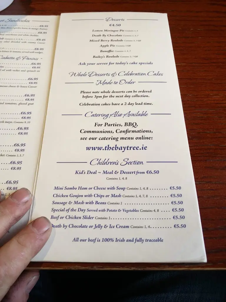 Menu_The Bay Tree_Athy_image_2