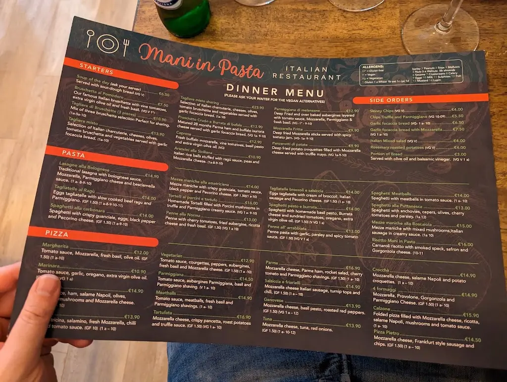 Menu_Mani In Pasta Italian Restaurant Athy_Athy_image_4