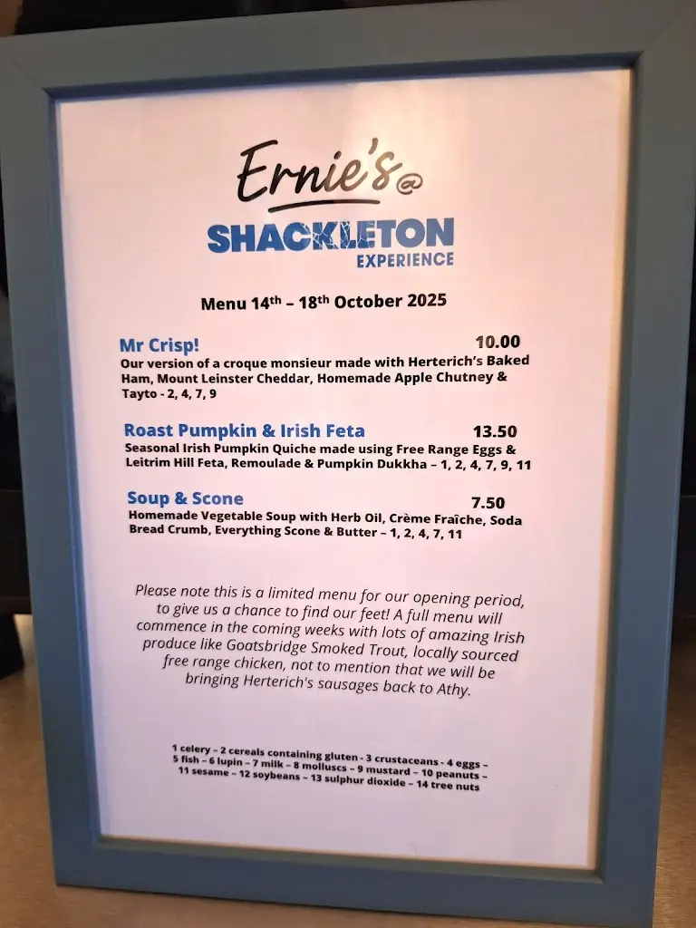 Menu_Ernie's @ Shackelton Experience_Athy_immagine_1