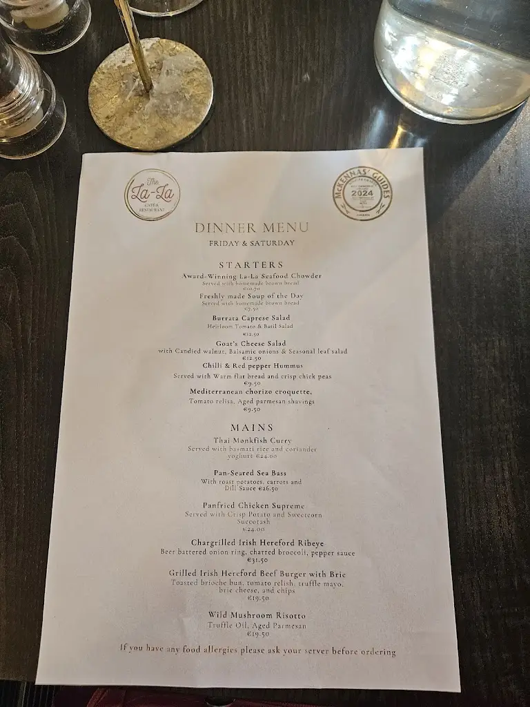 Menu_The La-La Café & Restaurant_Balbriggan_image_2