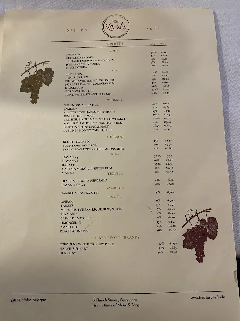 Menu_The La-La Café & Restaurant_Balbriggan_image_4