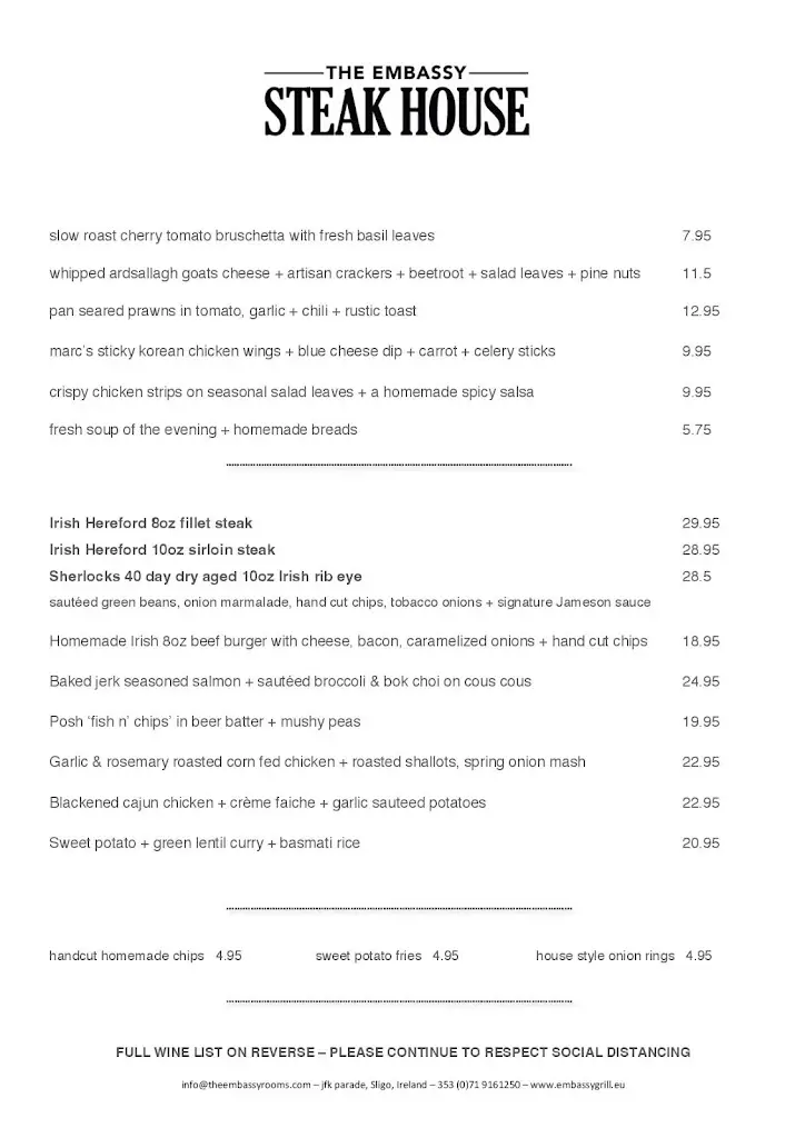 Menu_Embassy Steakhouse Restaurant_Collooney_image_2