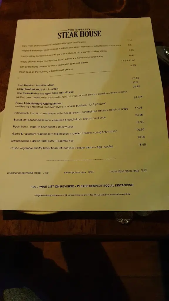 Menu_Embassy Steakhouse Restaurant_Collooney_image_4