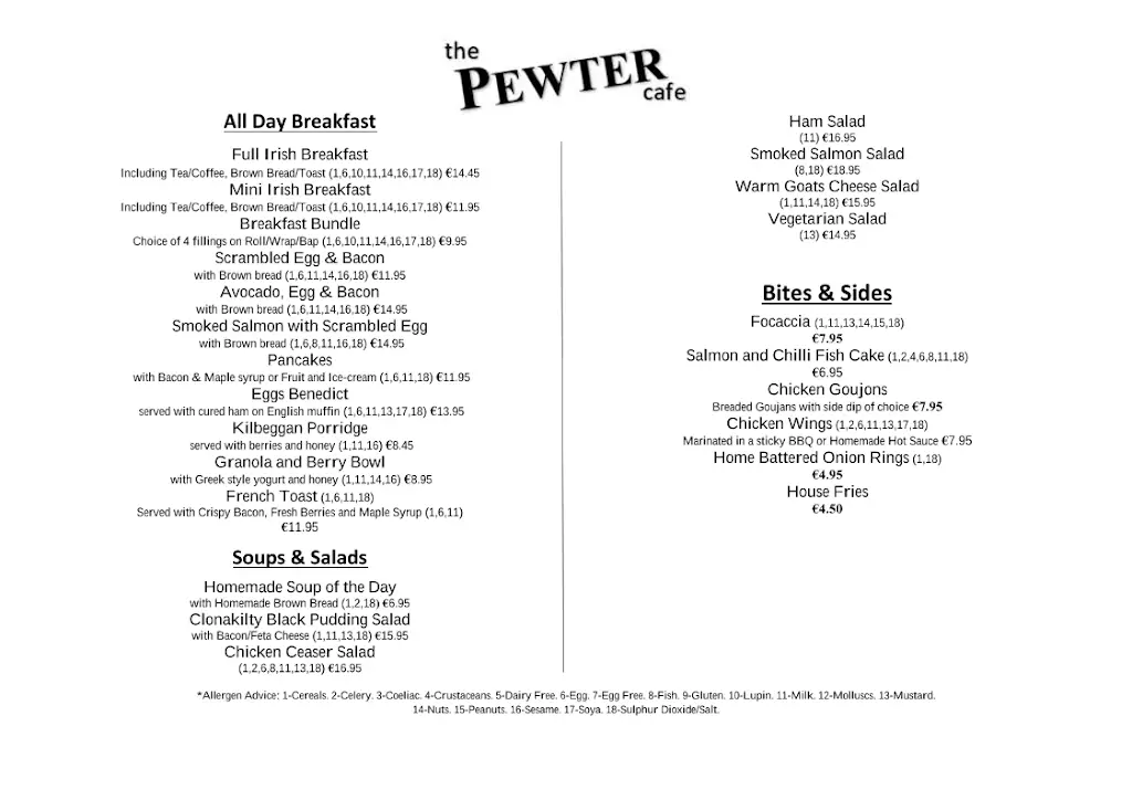 Menu_The Pewter Cafe @ Mullingar Pewter_An Iarmhí_image_1