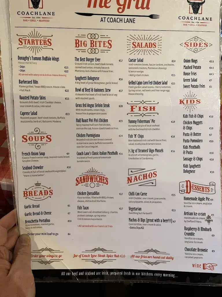 Menü_Coach Lane Restaurant @ Donaghy's Bar_Collooney_Bild_4