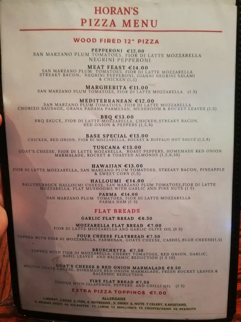 Menu_Horans Bar Restaurant and Accommodation_Baltinglass_image_1