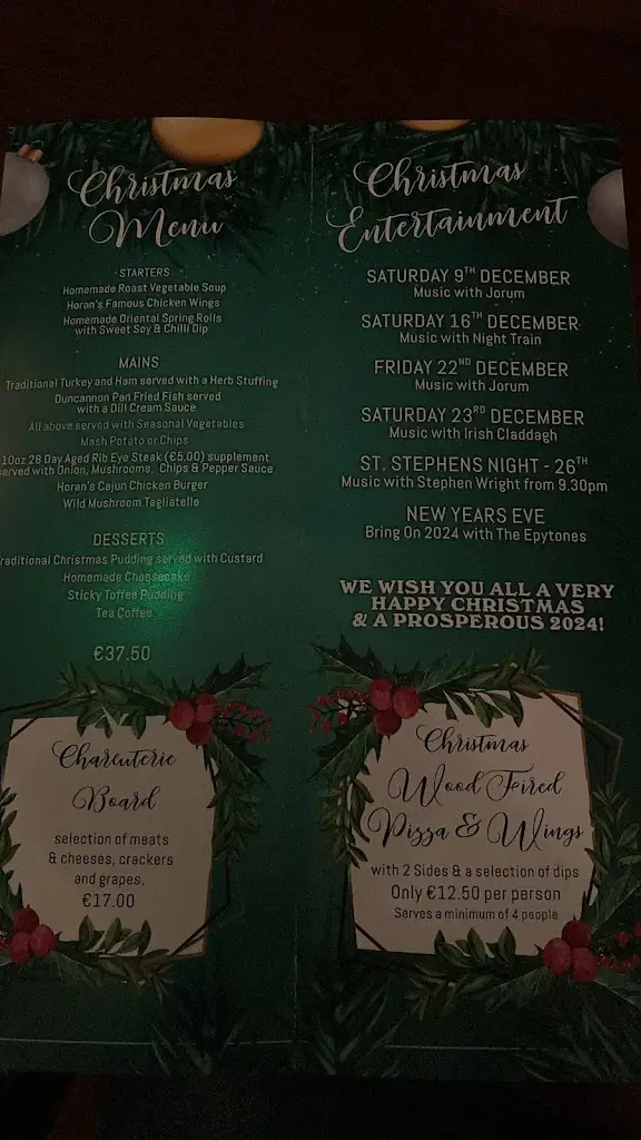 Menu_Horans Bar Restaurant and Accommodation_Baltinglass_image_3