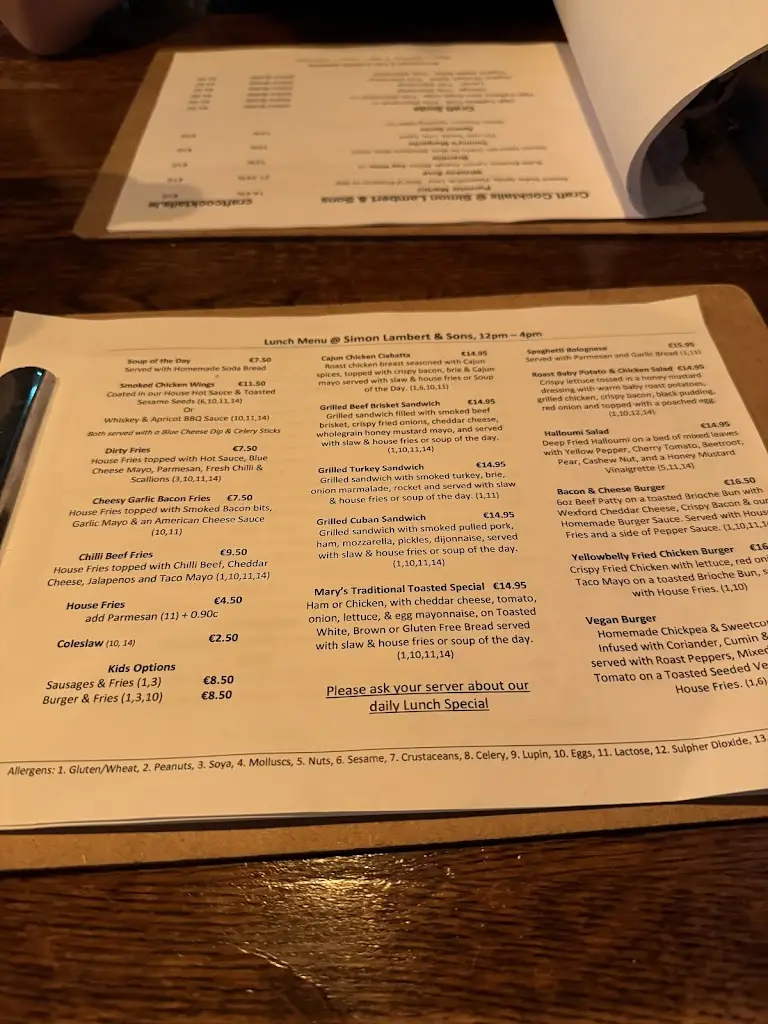 Menu_Simon Lambert & Sons_Ballygerry_image_1