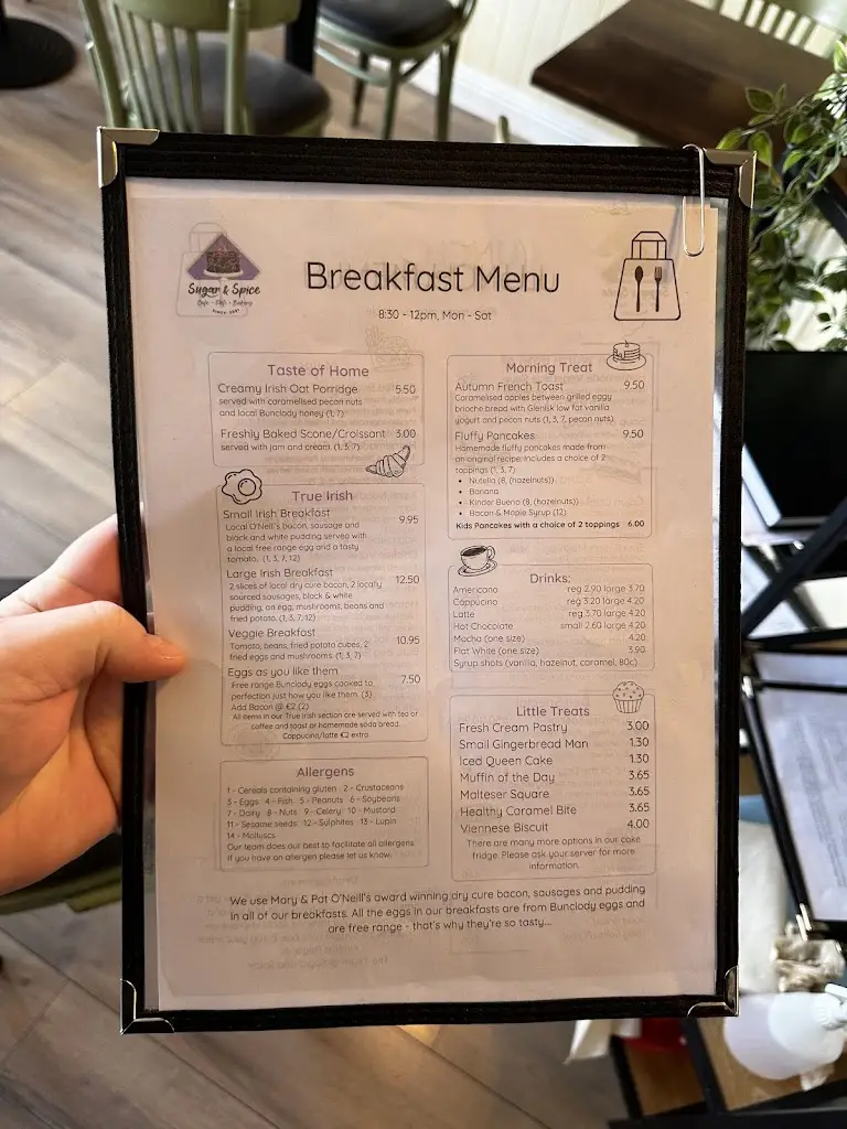 Menü_Sugar and Spice_Bunclody_Bild_4