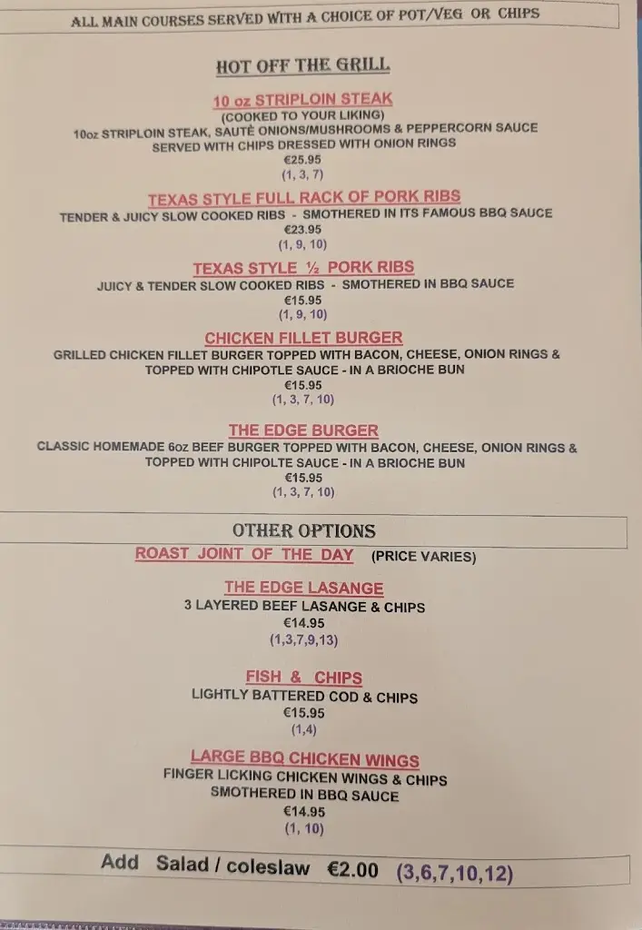 Menu_The Holy Grail Bunclody_Bunclody_image_2